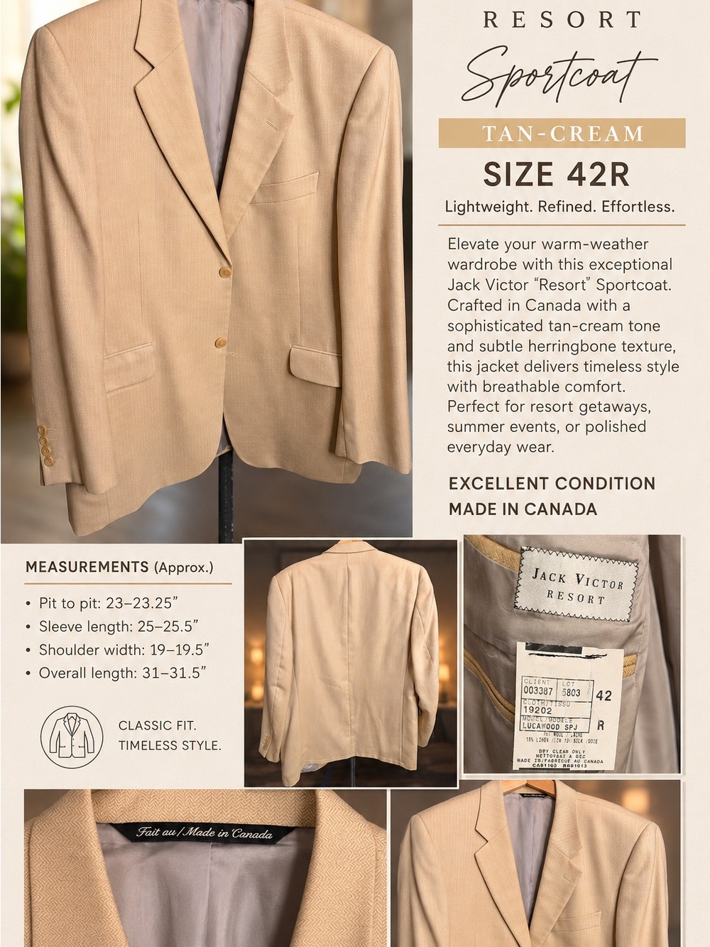 Jack Victor Resort Sportcoat – Size 42R
